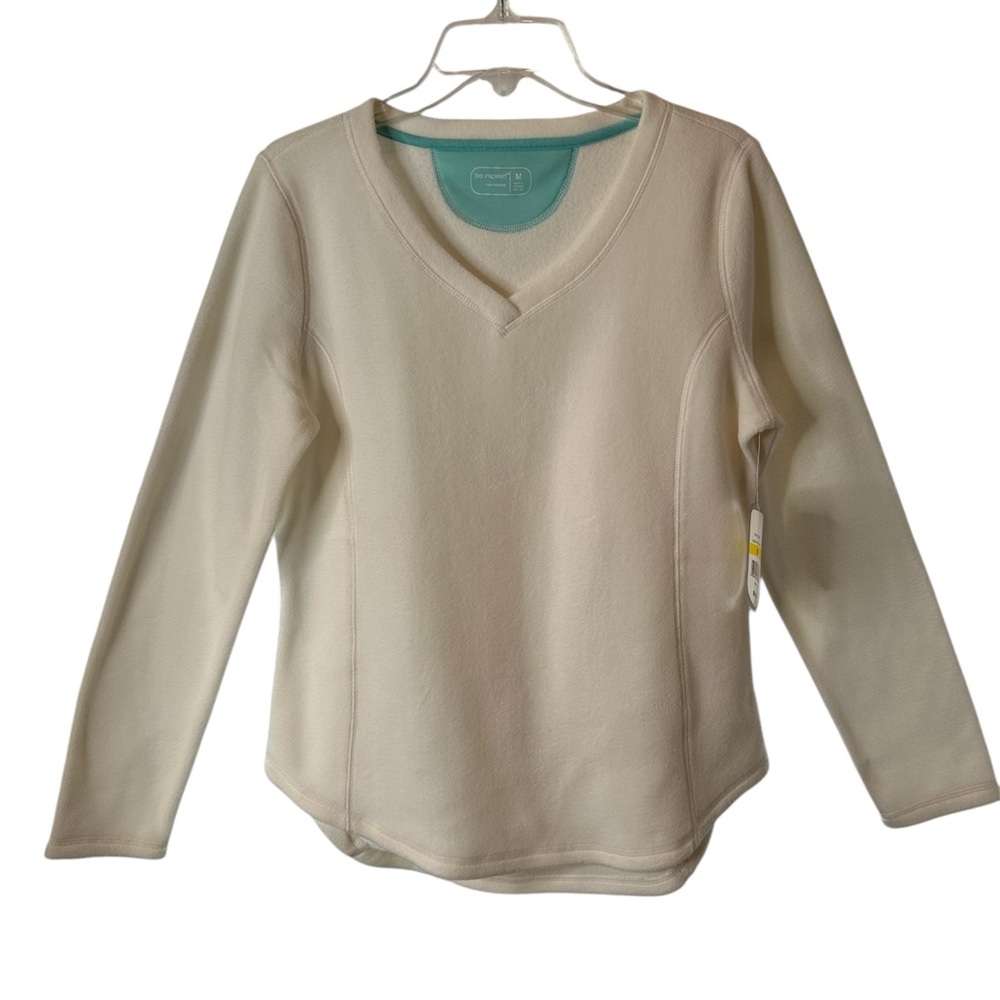 Be Inspired Ivory Pullover V-Neck Top, Sz M, New with Tags